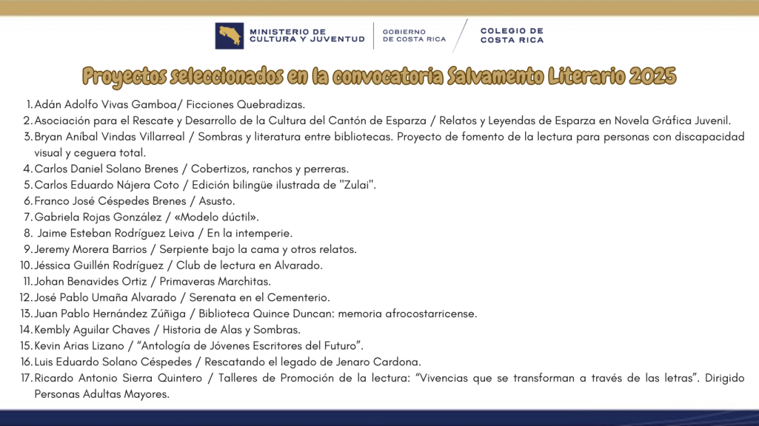 Proyectos Salvamento Literario 2025 Proyectos Salvamento literario 2025