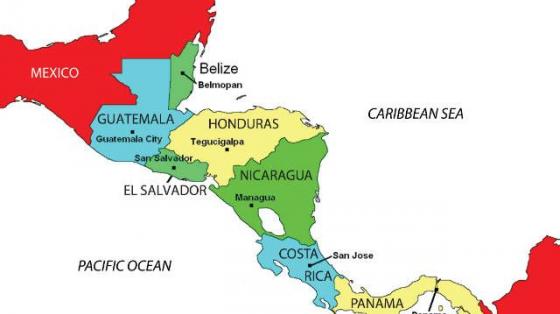 Mapa de México y Centroamérica a colores