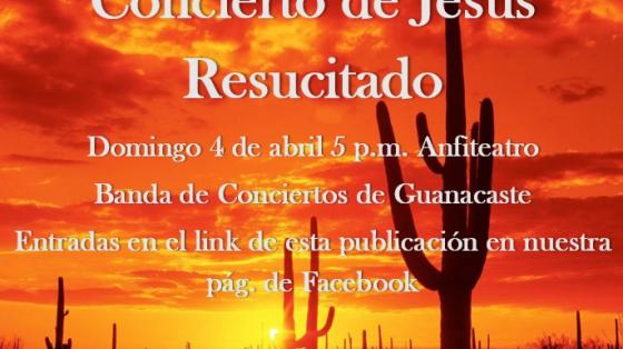Concierto: Celebración de Jesucristo Resucitado - Banda de Conciertos de Guanacaste atardecer naranja con cruz de fondo