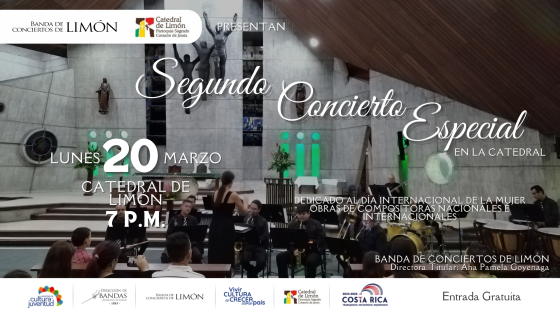 II Concierto Especial en la Catedral - Banda de Conciertos de Limón Foto de la Banda de Limón tocando en la catedral