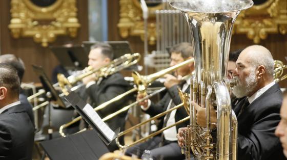 foto de músico tubista de la banda