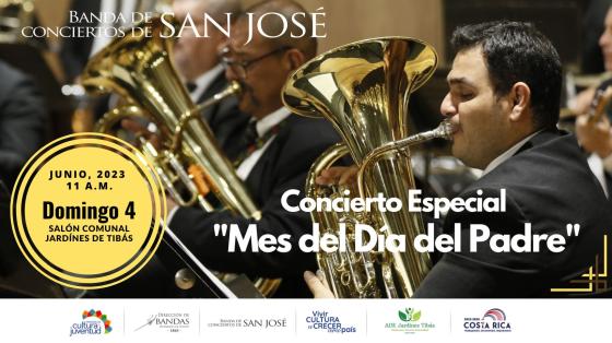 Foto de músicos de la Banda de Conciertos de San José con tubas y trombones