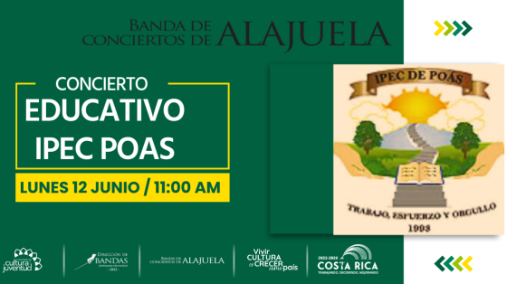 Concierto Didáctico | Banda de Conciertos de Alajuela Logotipo del colegio IPEC POAS con fondo verde