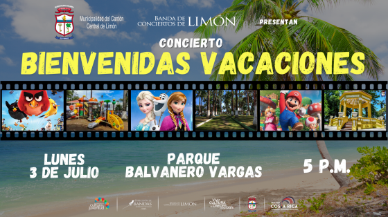 Imagen de playa con cintillo de películas infantiles