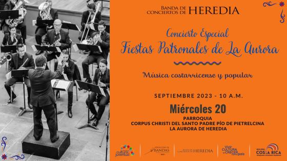 Concierto "Fiestas Patronales de La Aurora" | Banda de Conciertos de Heredia Imagen de Director Musical de espaldas con fondo naranja
