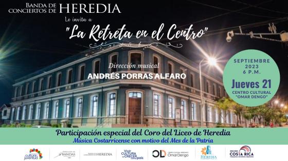 Concierto "La Retreta en el Centro" | Banda de Conciertos de Heredia Fotografía del Centro Cultural Omar Dengo de Heredia en la noche