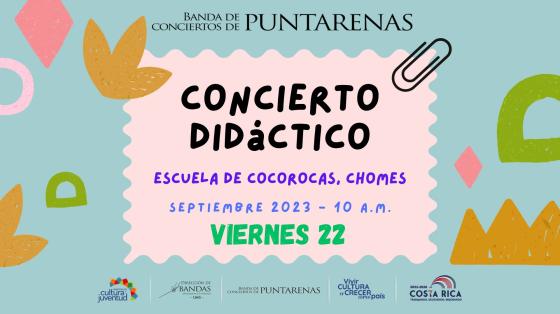 Concierto Didáctico en Escuela Cocorocas | Banda de Conciertos de Puntarenas Dibujo de hoja de papel con figuras de colores y un clip a su alrededor