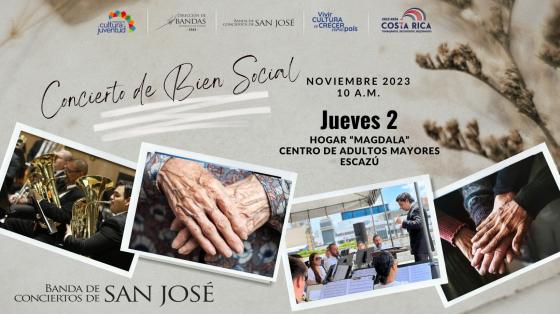 collage de fotos con manos de personas adultas mayores y músicos de la Banda de San José