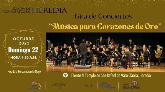Banda de Conciertos de Heredia en Teatro Nacional con fondo verde