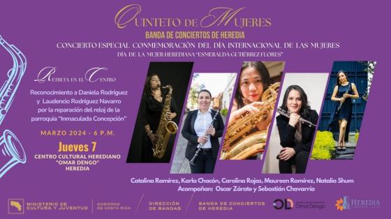 Fotos de las mujeres músicos de la Banda de Conciertos de Heredia