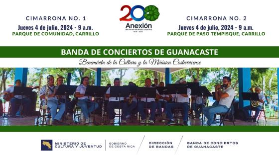 Foto de la Banda de Guanacaste tocando en el quiosco de Sardinal