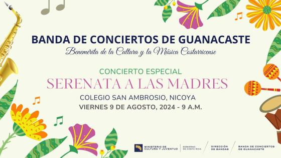 Tarjeta de flores que anuncia el Concierto de Serenata a las Madres