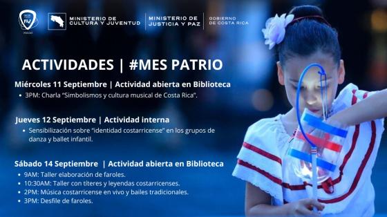 Afiche actividades patrias del Centro cívico por la Paz Pococí 2024