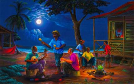 Noche de Calypso, obra del artista limonense Honorio Cabraca. Cortesía del autor.