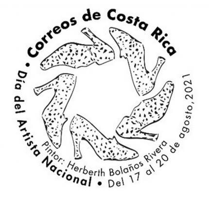 El diseño del matasellos rinde homenaje al artista plástico Herberth Bolaños Rivera . Fotografía: Correos de Costa Rica 