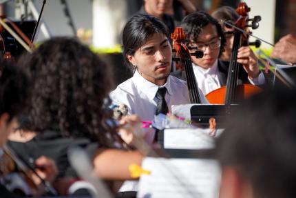 Dylan Monge Cordero es estudiante del Sistema Nacional de Educación Musical (SiNEM) en la sede de Frailes, Desamparados