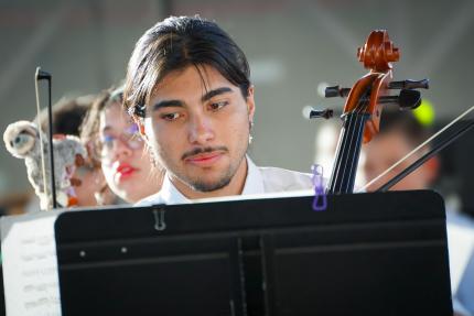 Dylan Monge Cordero es estudiante del Sistema Nacional de Educación Musical (SiNEM) en la sede de Frailes, Desamparados