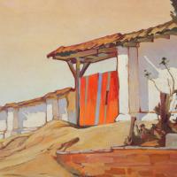 “Portón Rojo” (Detalle), Teodorico Quirós. Óleo sobre tela. 1945. Colección del MAC. Fotografía: MAC