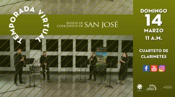 músicos de la BCSJ en su salón de ensayos