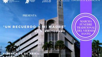 fotografía de edificio limonense con cintillo morado dedicado a la madre