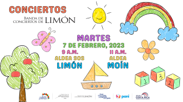 Imagen de dibujos infantiles con árboles, barquitos, arcoiris y el sol en colores encencidos