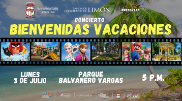 Imagen de playa con cintillo de películas infantiles