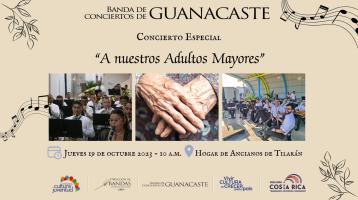 Manos de adulto mayor y músicos de la Banda de Conciertos de Guanacaste