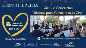 Banda de Conciertos de Heredia tocando en el quiosco del parque central Nicolás Ulloa