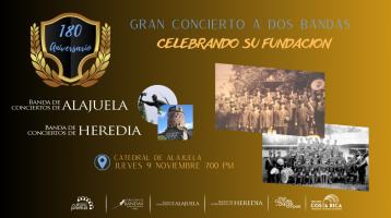 fotos antiguas de las Bandas de Conciertos de Alajuela y de Heredia
