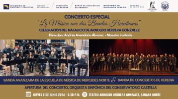 Foto de la Banda de Conciertos de Heredia y la Banda de la Esc. de Música de Mercedes Norte