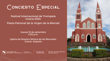 Foto de la iglesia de Grecia donde tocará la banda de conciertos de Alajuela