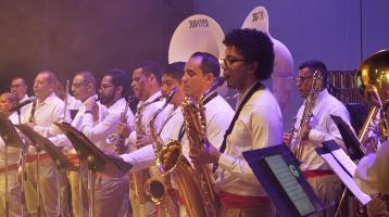 Banda de Guanacaste tocando en el Teatro Nacional